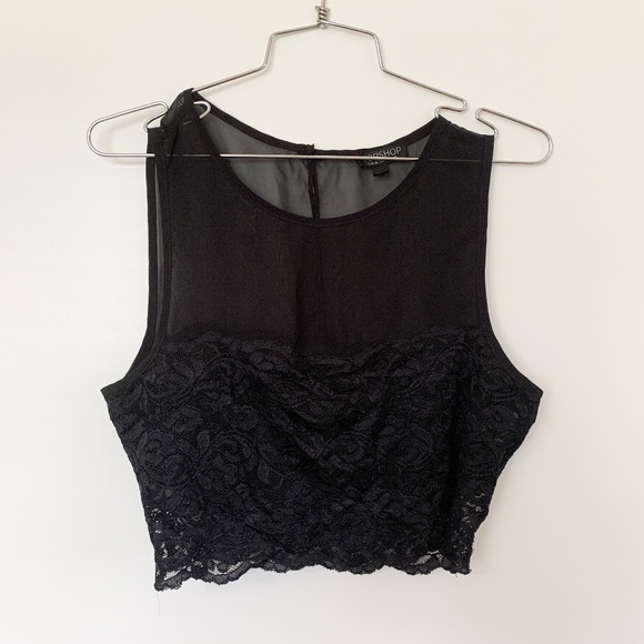3/$25 Topshop Black Sheer Lace Cropped Top Intimate sz 6